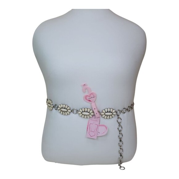True Love Concho Belt Stone & Silver Chain Large XLarge 44.5" Long w/Chain - Picture 1 of 12